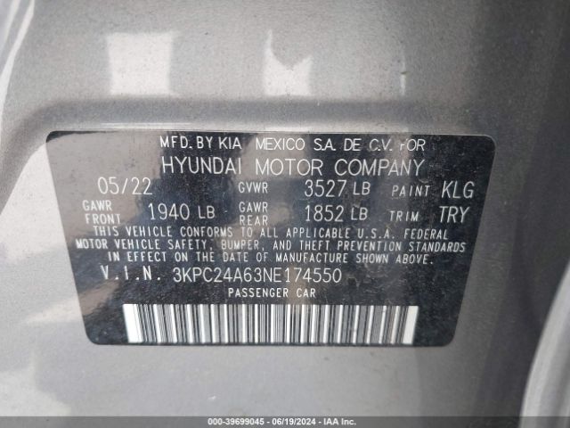 3KPC24A63NE174550 Hyundai ACCENT SE