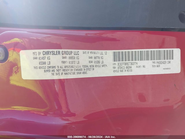 2012 FIAT 500 3C3CFFBR9CT363774 Photo 8