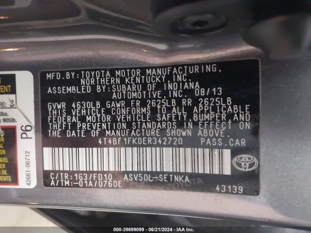 Toyota CAMRY LE 2014 4T4BF1FK0ER342720 Image 9