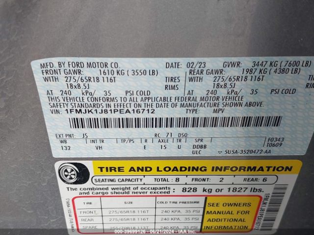 1FMJK1J81PEA16712 Ford Expedition Xlt Max