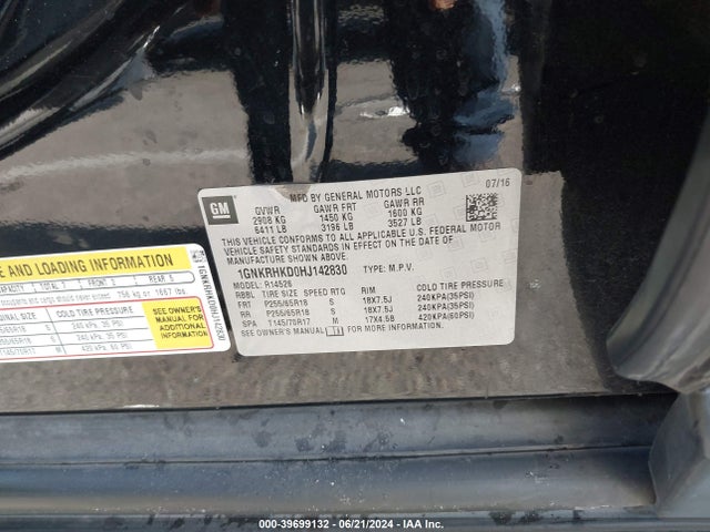 Chevrolet Traverse 2lt 2017 1GNKRHKD0HJ142830 Image 9
