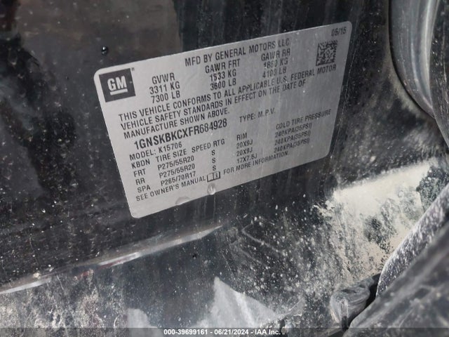 Chevrolet Tahoe Lt 2015 1GNSKBKCXFR684928 Image 9