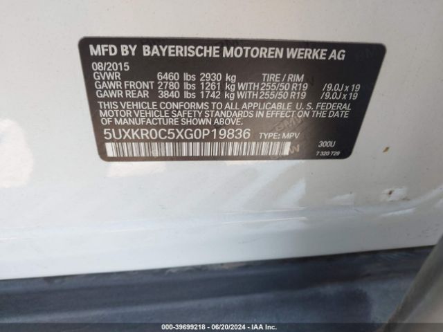 5UXKR0C5XG0P19836 BMW X5 Xdrive35i