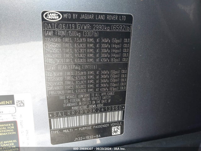 SALRR2RV3K2413960 Land Rover Discovery Hse