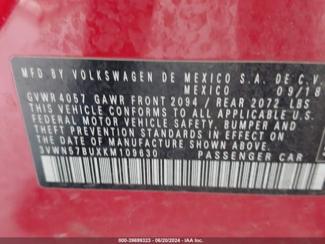 3VWN57BUXKM109630 Volkswagen JETTA S