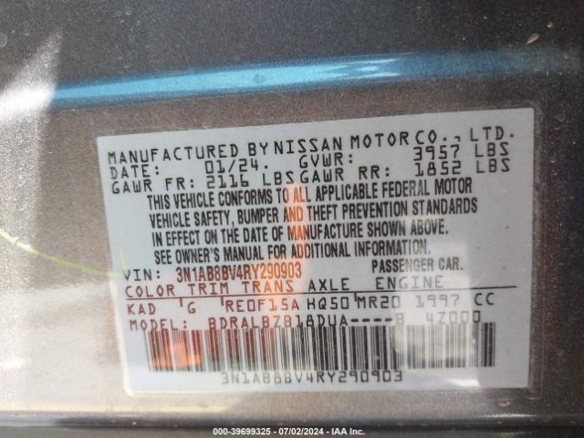 3N1AB8BV4RY290903 Nissan Sentra S Xtronic Cvt