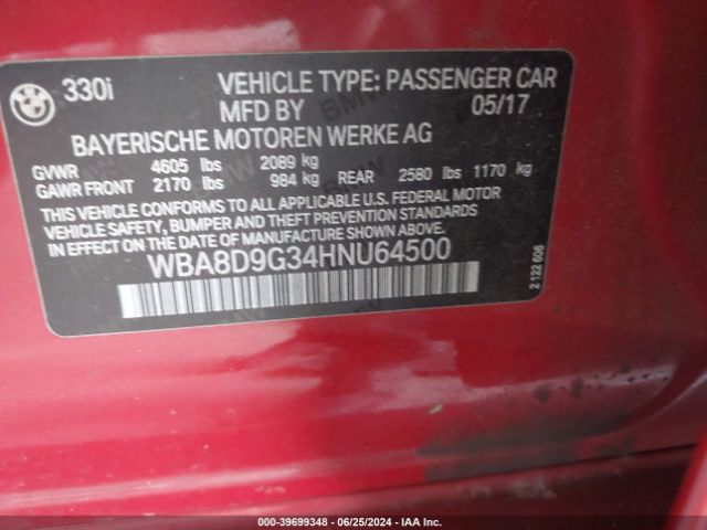 WBA8D9G34HNU64500 BMW 330i Xdrive