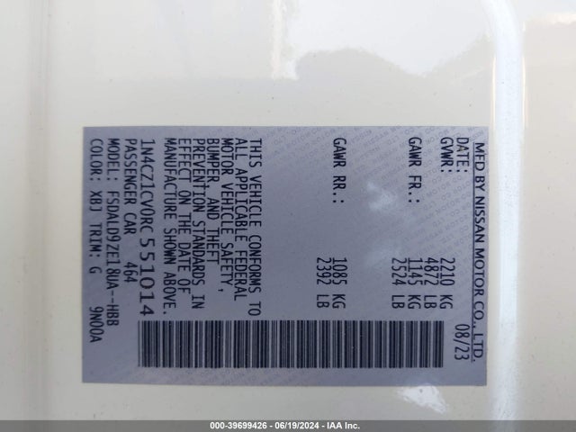 1N4CZ1CV0RC551014 Nissan Leaf Sv Plus