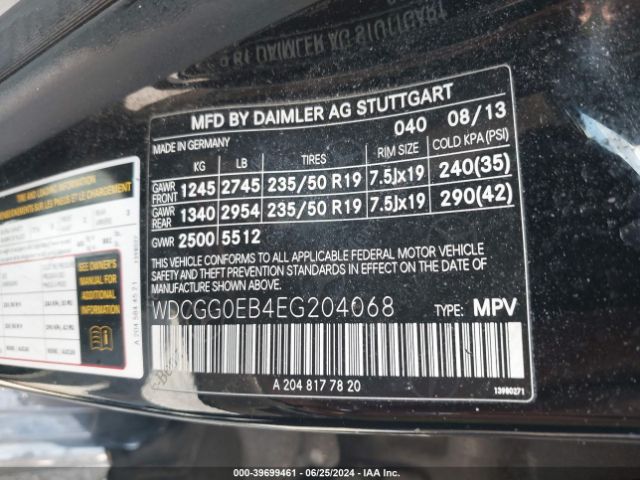 WDCGG0EB4EG204068 Mercedes-Benz Glk 250 Bluetec 4matic