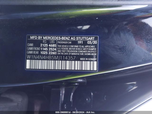 W1N4N4HB5MJ114357 Mercedes-Benz Gla 250 4matic