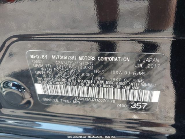 JA4AR3AU2HZ070176 Mitsubishi Outlander Sport 2.0 Le