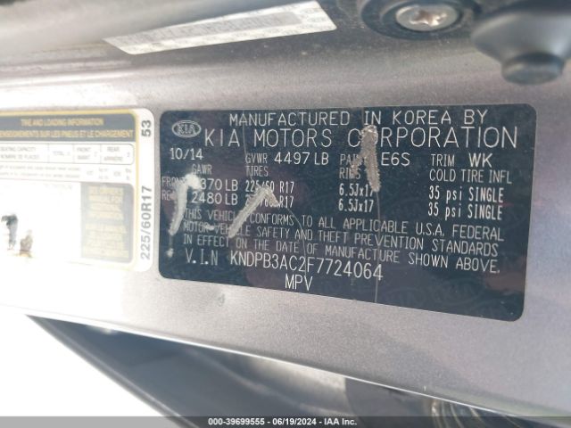 KNDPB3AC2F7724064 KIA Sportage Lx