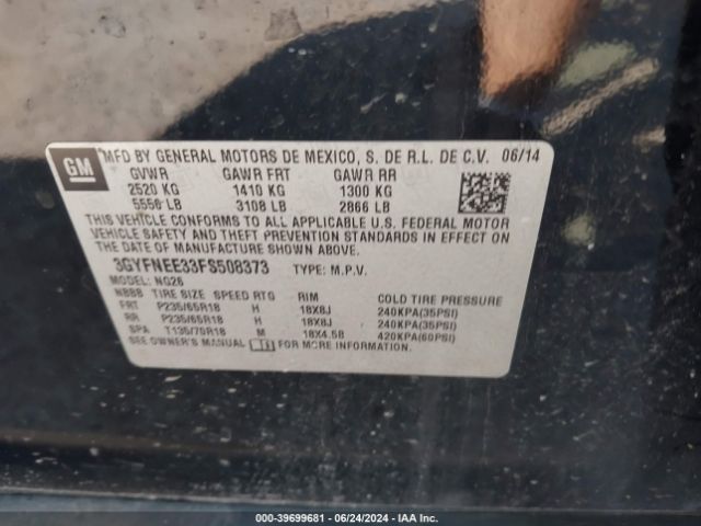 3GYFNEE33FS508373 Cadillac Srx Luxury Collection