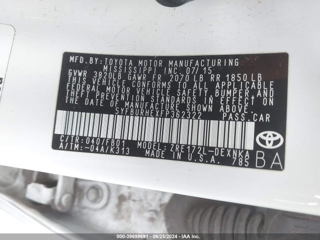 Toyota Corolla Le Plus 2015 5YFBURHEXFP362322 Image 9