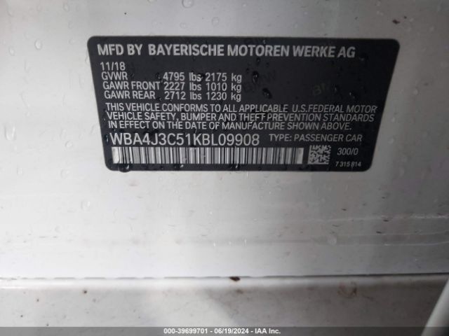 WBA4J3C51KBL09908 BMW 430i Gran Coupe Xdrive