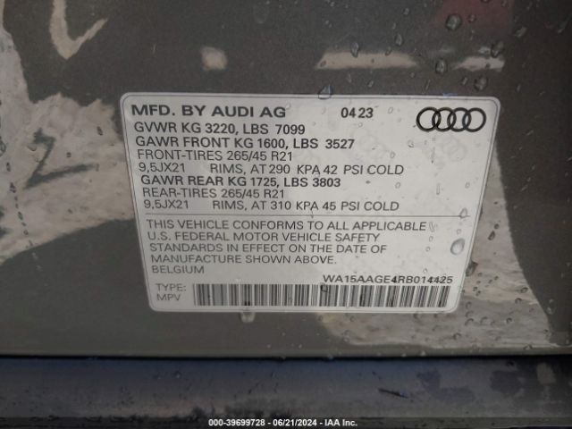 WA15AAGE4RB014425 Audi Q8