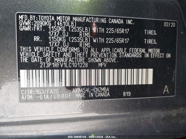 Toyota Rav4 Xle 2020 2T3P1RFV1LC101228 Image 9