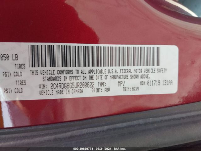 2C4RDGBG5JR200622 Dodge Grand Caravan Se Plus