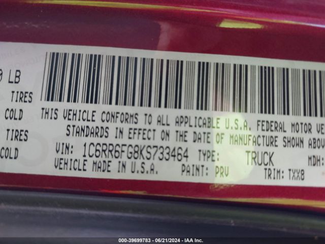 1C6RR6FG8KS733464 RAM 1500 Classic Tradesman Quad Cab 4x2 6'4 Box