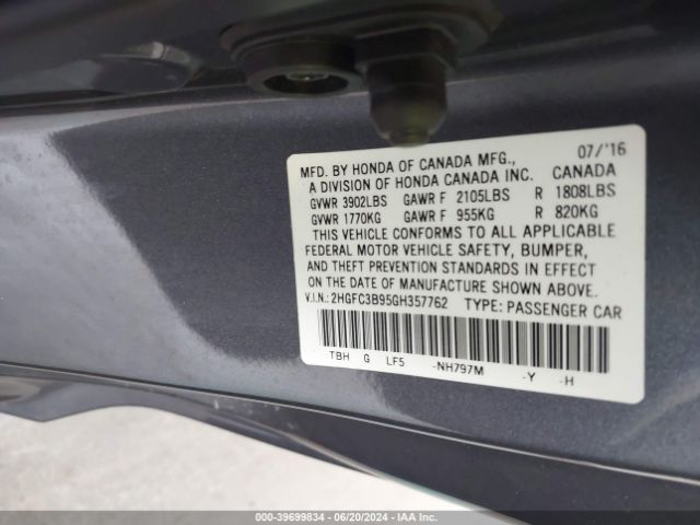 2HGFC3B95GH357762 Honda Civic Touring