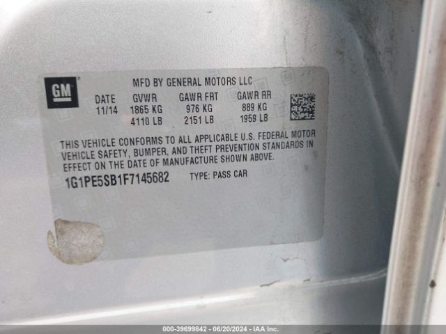 1G1PE5SB1F7145682 Chevrolet Cruze 2lt Auto