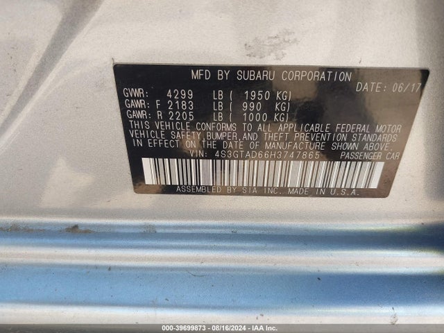 Subaru Impreza 2.0i Premium 2017 4S3GTAD66H3747865 Image 9