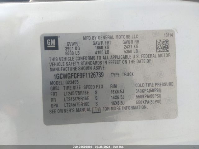 1GCWGFCF9F1126739 Chevrolet Express 2500 Work Van