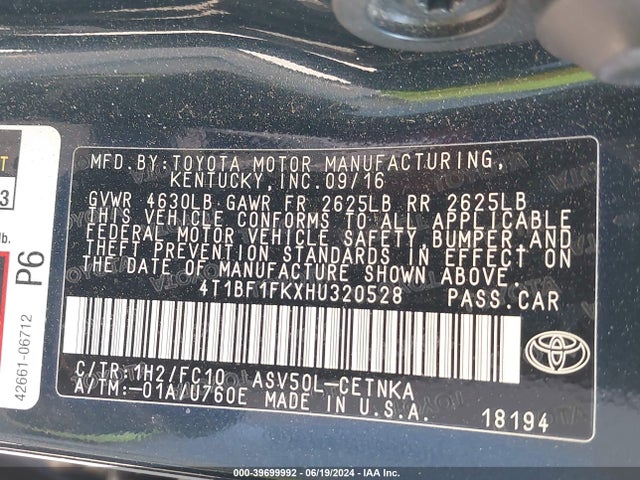 Toyota CAMRY LE 2017 4T1BF1FKXHU320528 Image 9