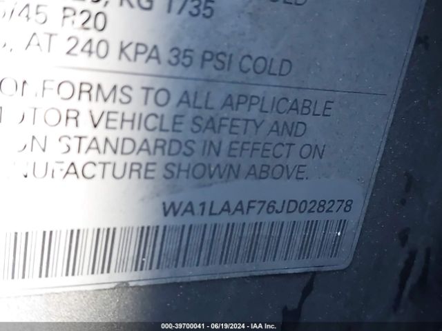 WA1LAAF76JD028278 Audi Q7 3.0t Premium