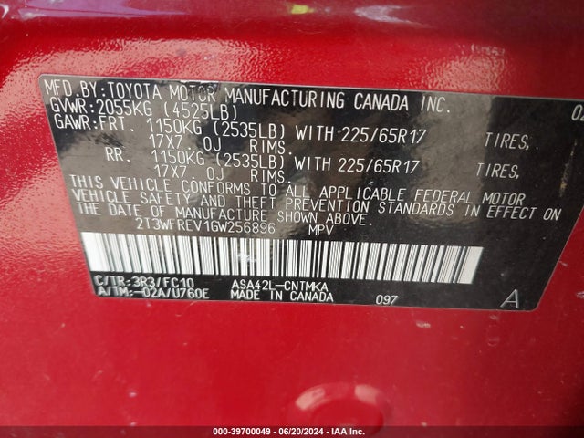 Toyota Rav4 Xle 2016 2T3WFREV1GW256896 Image 9