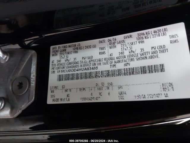 Ford ESCAPE SE 2017 1FMCU0GD4HUA93485 Image 9