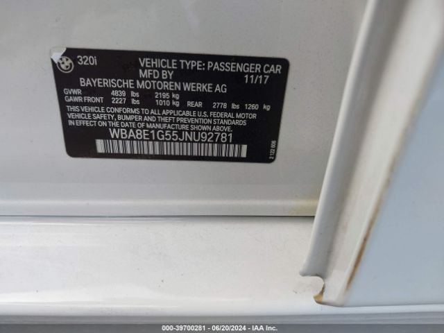 WBA8E1G55JNU92781 BMW 320i