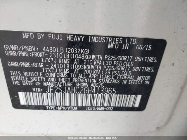 JF2SJAHC2GH413965 Subaru Forester 2.5i Limited