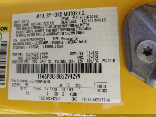 1FA6P8CF8G5294299 Ford Mustang Gt Premium