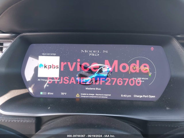 Tesla Model S 100d/75d/p100d 2018 5YJSA1E21JF276700 Image 7