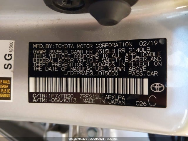 Toyota COROLLA LE 2020 JTDEPRAE2LJ015050 Image 9