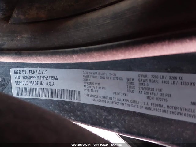 1C6SRFHM1MN817566 RAM 1500