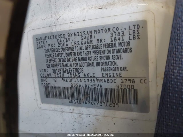 Nissan SENTRA SV 2014 3N1AB7APXEY270209 Image 9
