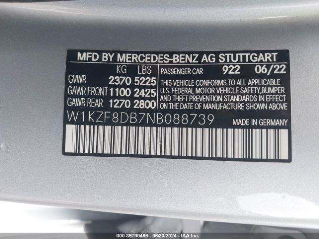 W1KZF8DB7NB088739 Mercedes-Benz E 350