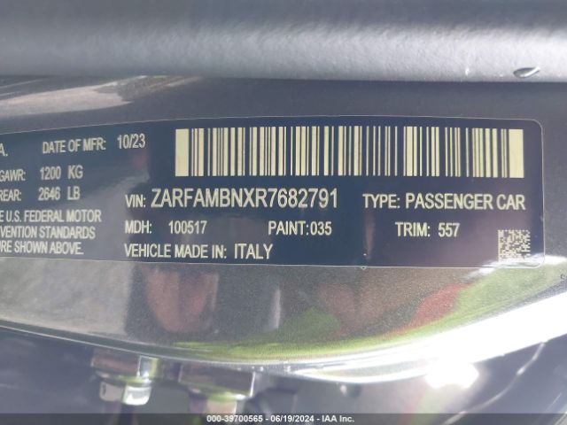 ZARFAMBNXR7682791 Alfa Romeo Giulia Ti Rwd