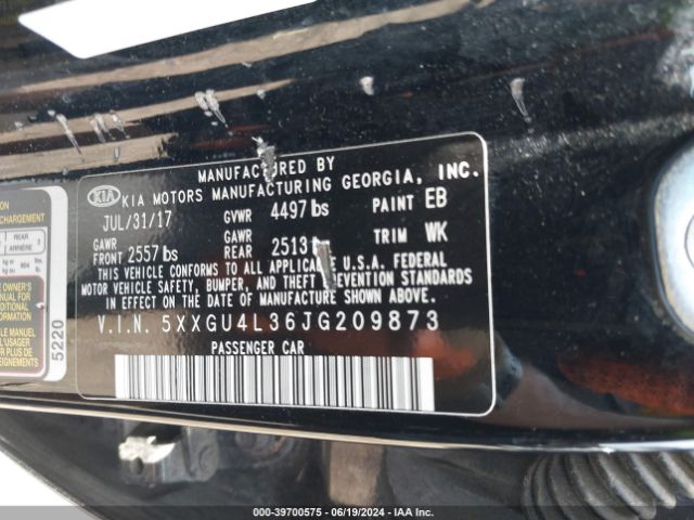 5XXGU4L36JG209873 KIA OPTIMA EX