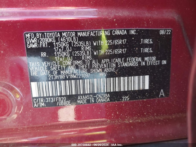 Toyota RAV4 LE 2022 2T3H1RFV1NW221097 Image 9