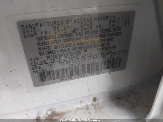 Nissan Sentra Fe+ S 2016 3N1AB7APXGY231428 Image 9