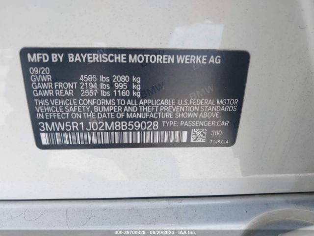 3MW5R1J02M8B59028 BMW 330I