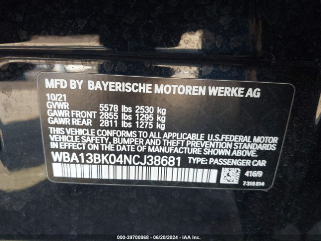 WBA13BK04NCJ38681 BMW M550 I Xdrive