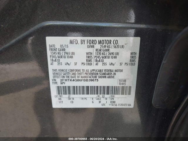 Ford EDGE SE 2015 2FMTK4G86FBB39675 Image 9