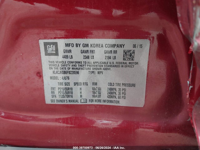KL4CJESB6FB228596 Buick Encore