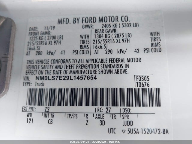 Ford Transit Connect Xl 2020 NM0LS7E29L1457654 Image 9