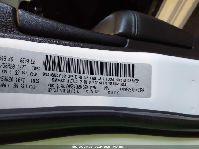 1C4RJFAG3KC694560 Jeep Grand Cherokee Altitude 4x4