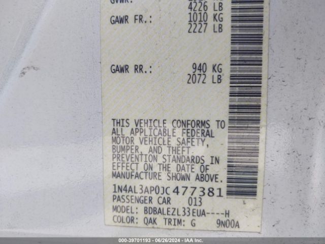 1N4AL3AP0JC477381 Nissan Altima 2.5 S